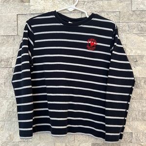 Primrose School uniform long sleeve crew neck navy stripe tee